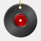 Editable Retro Vinyl Record Kerstmis Keramisch Ornament (Achterkant)