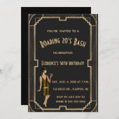 Editable Roaring 20s Birthday Bash Party Kaart (Voorkant / Achterkant)
