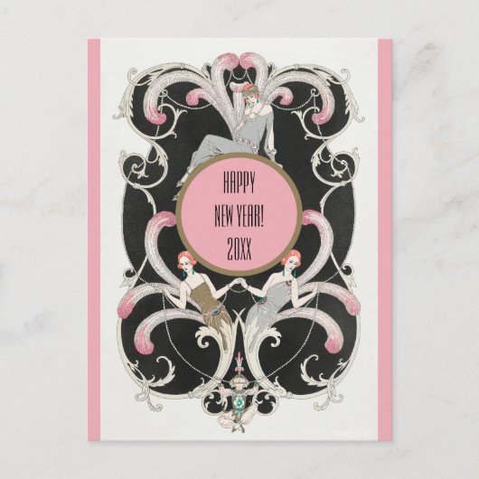 Editable Roaring Twenties Happy Nieuwjaar Briefkaart (Voorkant)
