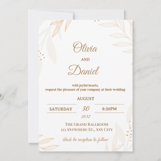Editable Romantic Wedding Invitation  (Devant)