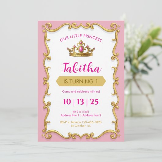 Editable Royal Ball Princess Invitations d'anniver (Debout devant)