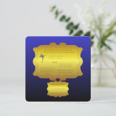 Editable Royal Blue Elegant Wedding Invite | Custo Kaart (Staand voorkant)