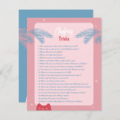 Editable, roze rode kersttrivia, feestelijke wedst (Voorkant / Achterkant)