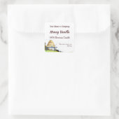 Editable Rustic Beehive and Clouds 1,5-inch kaars Vierkante Sticker (Tas)