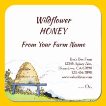 Editable Rustic Beehive and Clouds 1,5 inch