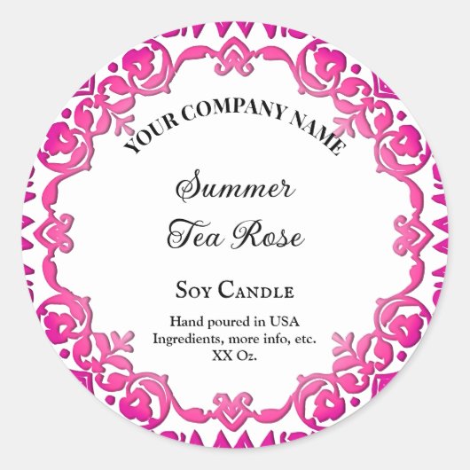 Editable Rustic Pink Floral  Kandle Label (Voorkant)