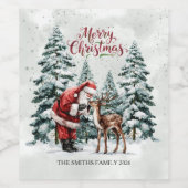 Editable Santa Wine Bottle Label Wijn Etiket (Enkel label)