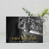 Editable Save the Date Gold Handwrite Photo Folie Uitnodiging (Staand Voorkant)