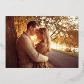 Editable Save the Date Gold Handwrite Photo Folie Uitnodiging (Achterkant)