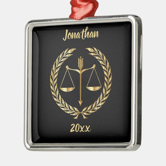 Editable Scales of Justice and Laurel Metalen Ornament (Links)