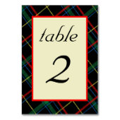 Editable Scottish Tartan Table Number Kaarten (Voorkant)