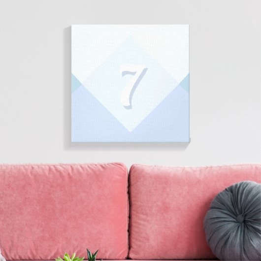Editable Seven op Abstract zilver blauw ontwerp Canvas Afdruk (Insitu (Woonkamer))