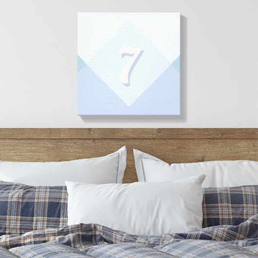 Editable Seven op Abstract zilver blauw ontwerp Canvas Afdruk (Insitu (Slaapkamer))