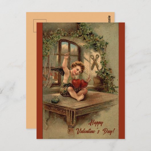 Editable  Sewing Hearts Valentijnsdag Briefkaart (Voorkant / Achterkant)