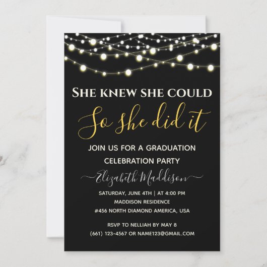 Editable Silver Gold Sparking Lights Afstuderen Kaart (Voorkant)