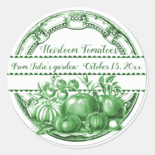 Editable  Small Green Heirloom Tomaten Ronde Sticker