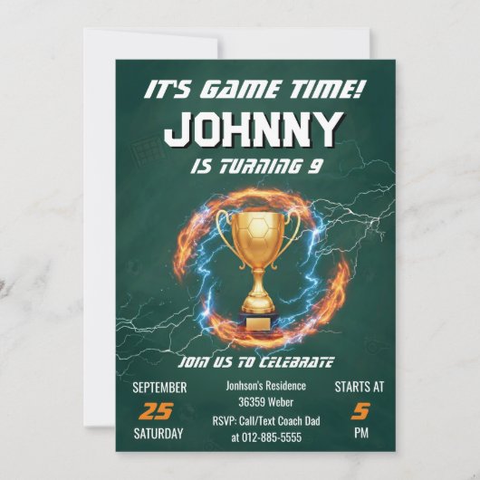 Editable Soccer Birthday Party Invitation (Devant)