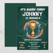 Editable Soccer Birthday Party Invitation Kaart (Voorkant / Achterkant)