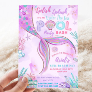 Editable Sous La Sirène De Mer Invitation Annivers
