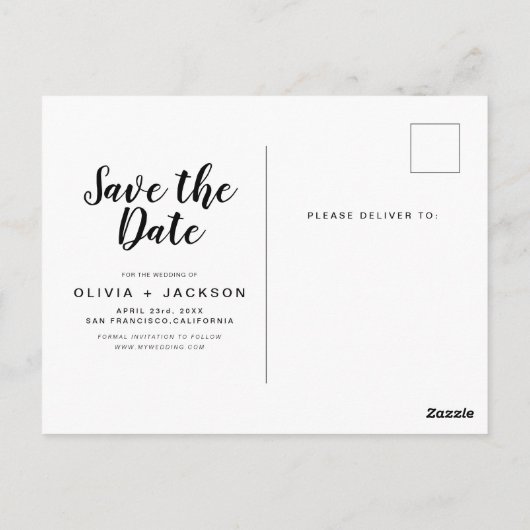 Editable sparen de Datum Elegant Minimalistisch Ma Briefkaart (Achterkant)