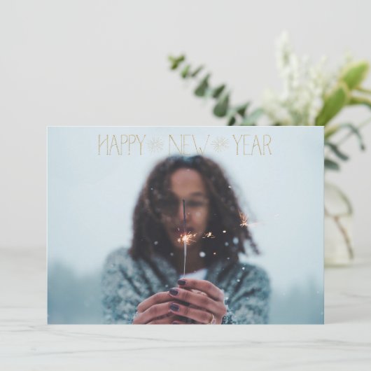 EDITABLE Sparkly Gold Happy New Year Kaart (Staand voorkant)