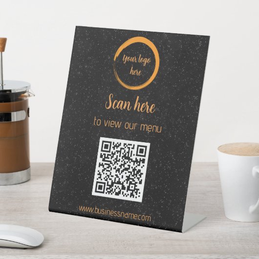 Editable Sterrennacht Contactless QR Code Menu Reclamebord Met Voetstuk (Insitu)