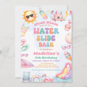 Editable Summer Water Slide Bash Birthday Party Kaart (Voorkant)