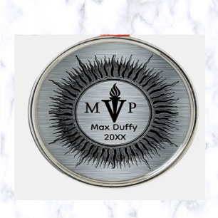 Editable Sunburst MVP Torch Flame Award Metal Metalen Ornament