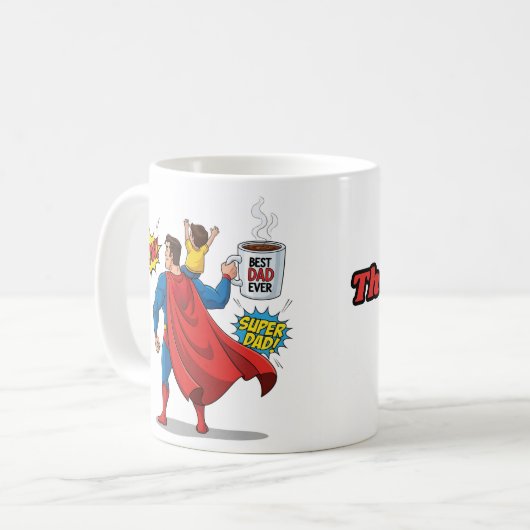 Editable Superhero gift mug superdad the best dad (Devant gauche)