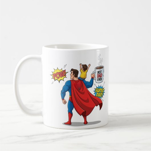 Editable Superhero gift mug superdad the best dad (Gauche)