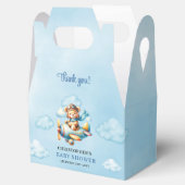 Editable Teddy Bear Aviator Blue Brown Boy Shower  Bedankdoosjes (Geopend)