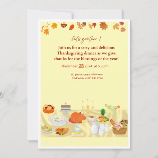editable thanksgiving dinner invitation card with (Devant)