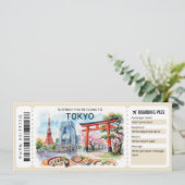 Editable Tokyo Trip Boarding Pass Ticket Kaart (Staand voorkant)