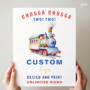 Editable Train Theme Birthday Custom Sign Poster