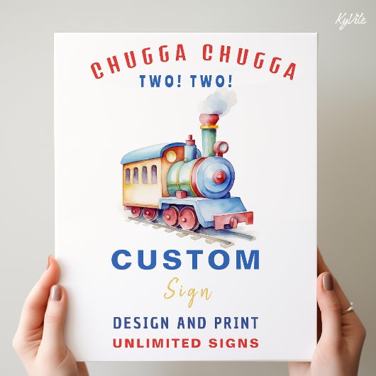 Editable Train Theme Birthday Custom Sign Poster