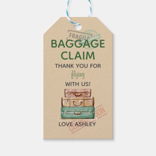 Editable Travel Theme Babydouche Bedankt Label Cadeaulabel (Voorkant)