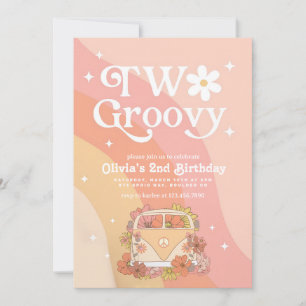 EDITABLE TWEE Groovy Verjaardag Uitnodiging, Girl Kaart