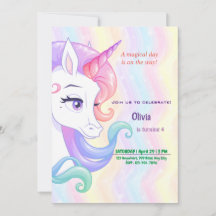 Editable Unicorn Birthday Invitation