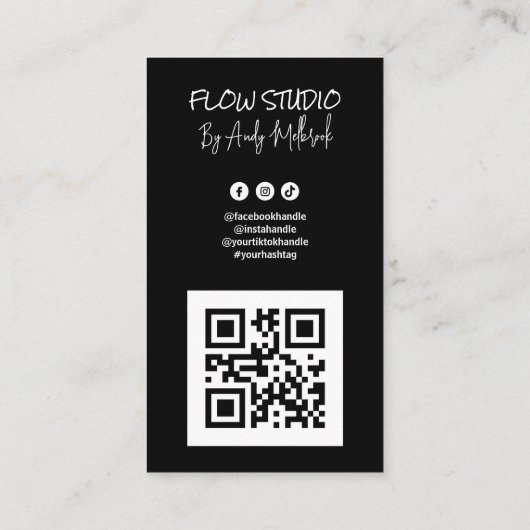 Editable Vibrant Fluid Art QR Code Visitekaartje (Achterkant)