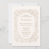 Editable Vintage Peonies Frame Wedding Invitation (Devant)