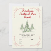 Editable Vintage Red Christmas Invitation (Devant)