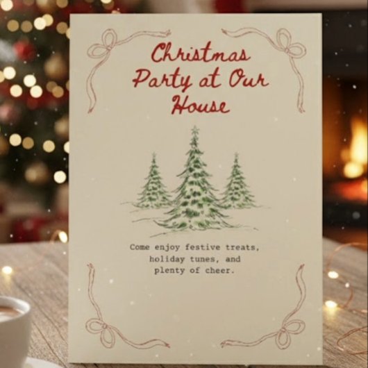Editable Vintage Red Christmas Invitation