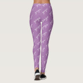 Editable Violet & White Yoga Calligraphy Leggings (Achterkant)