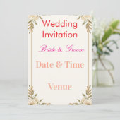 Editable Wedding Invitation 7x5 – Elegant Floral D (Debout devant)