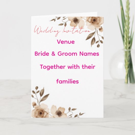 Editable Wedding Invitation 7x5 – Elegant Floral H (Devant)