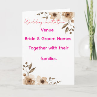 Editable Wedding Invitation 7x5 – Elegant Floral H Kaart