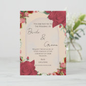 Editable Wedding Invitation – Red Floral Design (Debout devant)