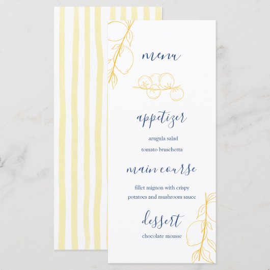 Editable Wedding Menu (Devant / Derrière)