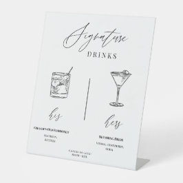 Editable Wedding Signature Drinks Menu Table Sign Reclamebord Met Voetstuk