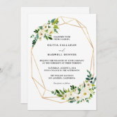 Editable Wedding Sjabloon, White & Gold Kaart (Voorkant / Achterkant)